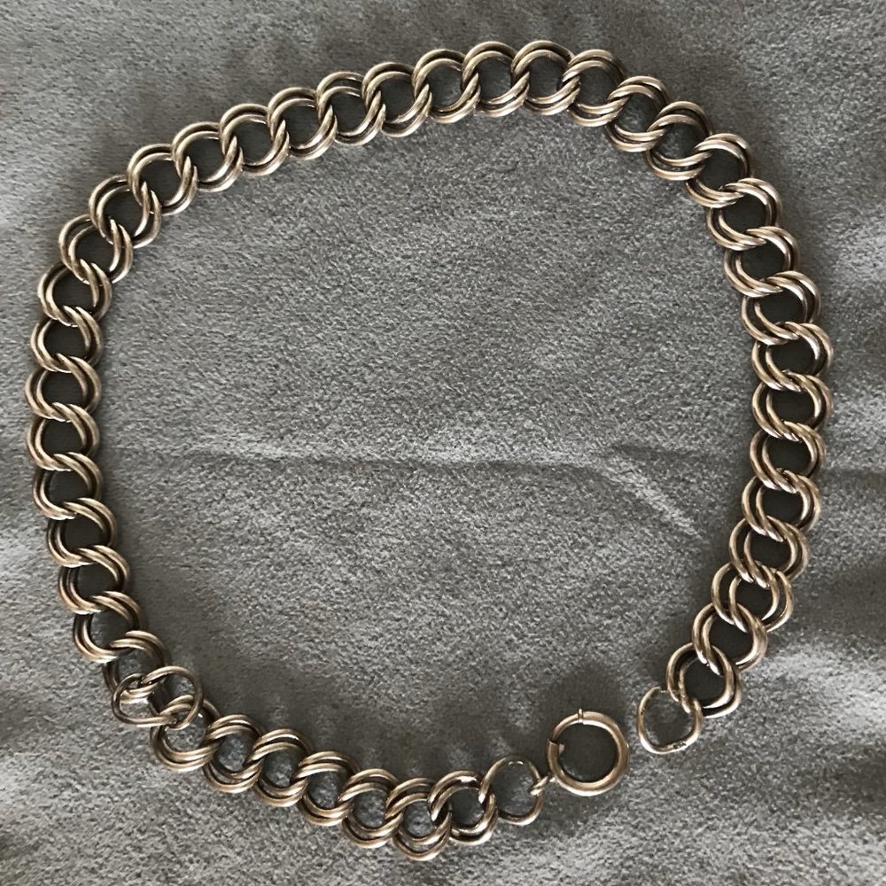 Sterling Silver Choker Double  Link Rombo Necklace